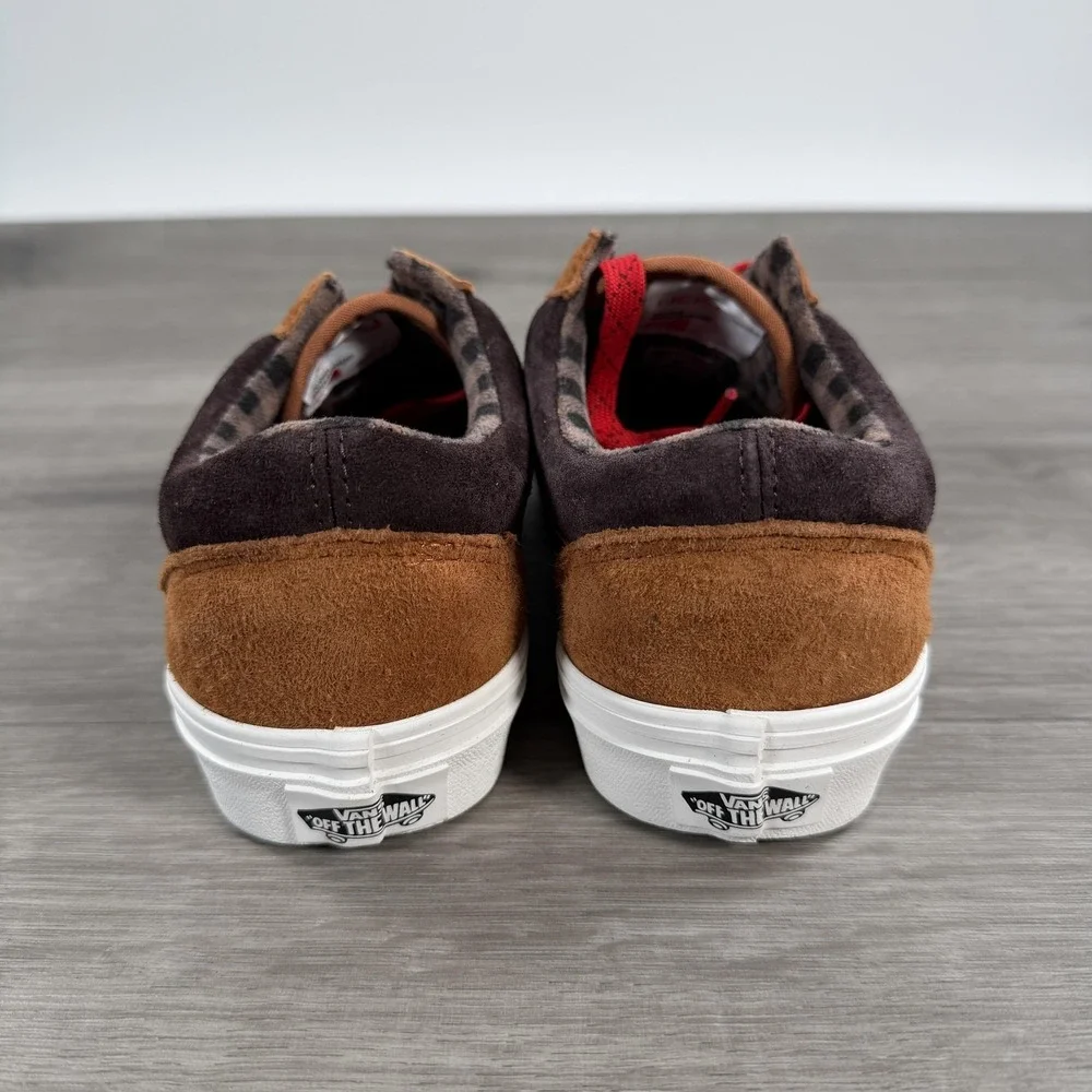 Vans Old Skool Pig Suede HeiQ Water Repellent Low Top Skate Shoes Brown Red
